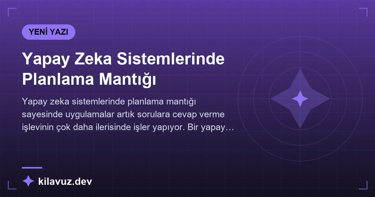 Yapay Zeka Sistemlerinde Planlama Mantığı