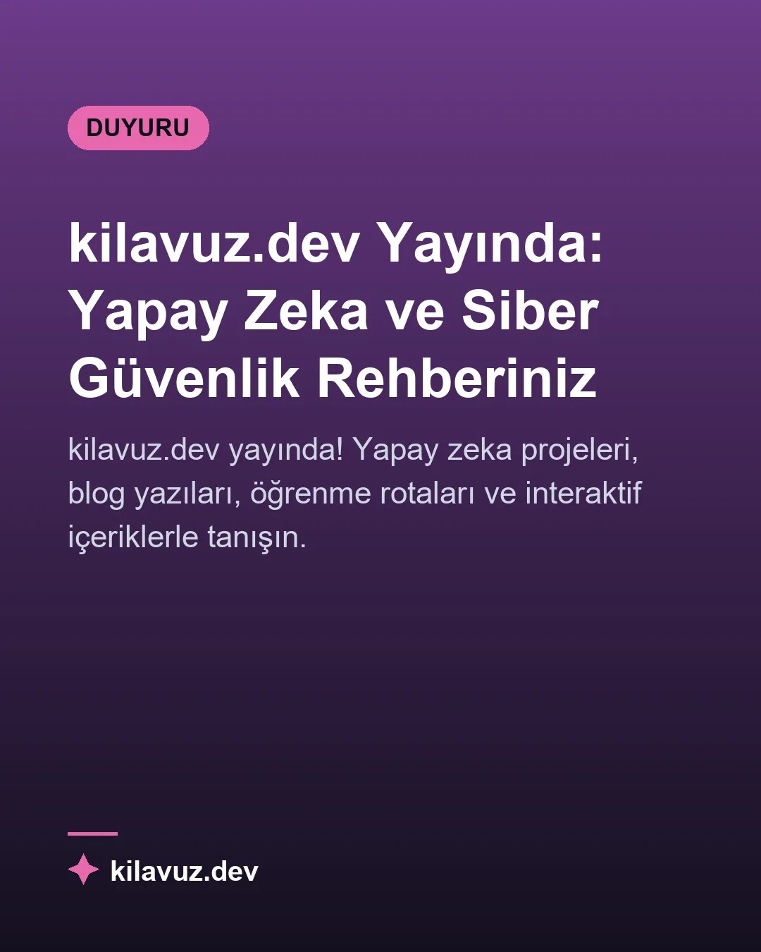 🧭 kılavuz.dev Yayında: Yapay Zeka Merkezli Teknoloji Rehberiniz

kılavuz.dev yayında! Yapay zekayı merkeze alan projeler, rehberler, öğrenme